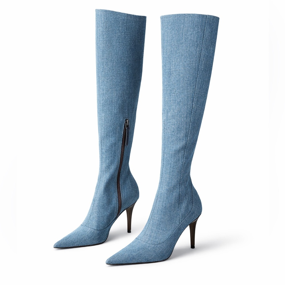 Vicini Italian Denim Boots 38.5 8 8.5